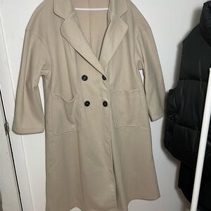 Elegant Beige Double-Breasted Women's Coat